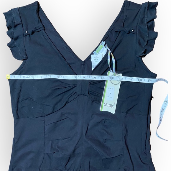 NWT Dolcezza Stretch Sleeveless Black Midi Dress Size Large - Picture 7 of 11